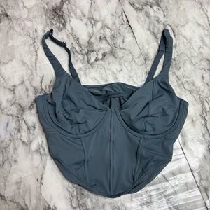 Hollister Gilly Hicks Ruched Nylon Bustier grey gray corset style size medium
